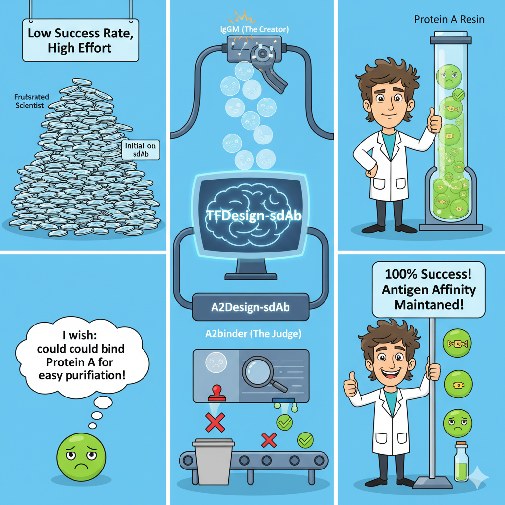 Visualization of diffusion-designed nanobody binding Protein A domain D